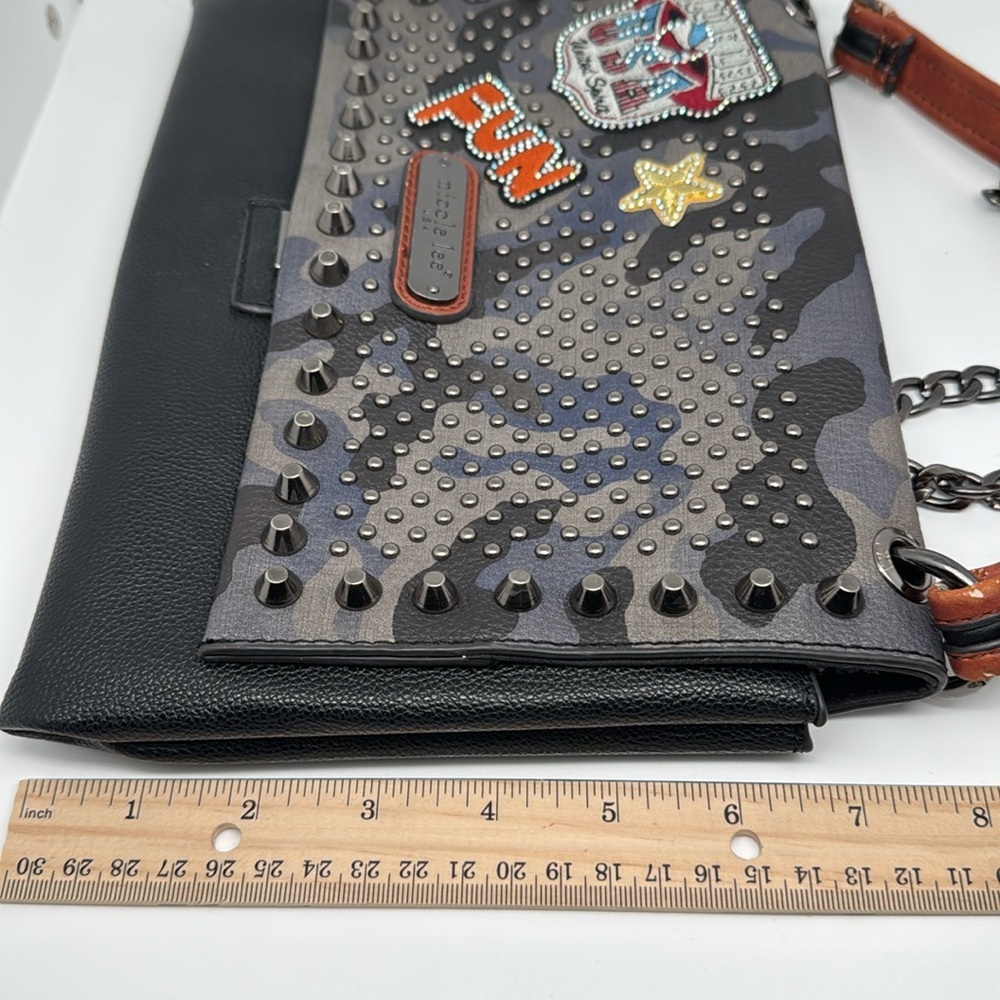 Nicole Lee USA Fun Chain Crossbody Black Gray Bag‎ Purse - Picture 5 of 11